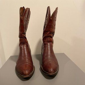 Lucchese Mens Western Boots - Lizard - Cognac - Size 12